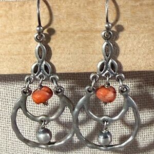 Silpada Silver Earrings with Orange Accents